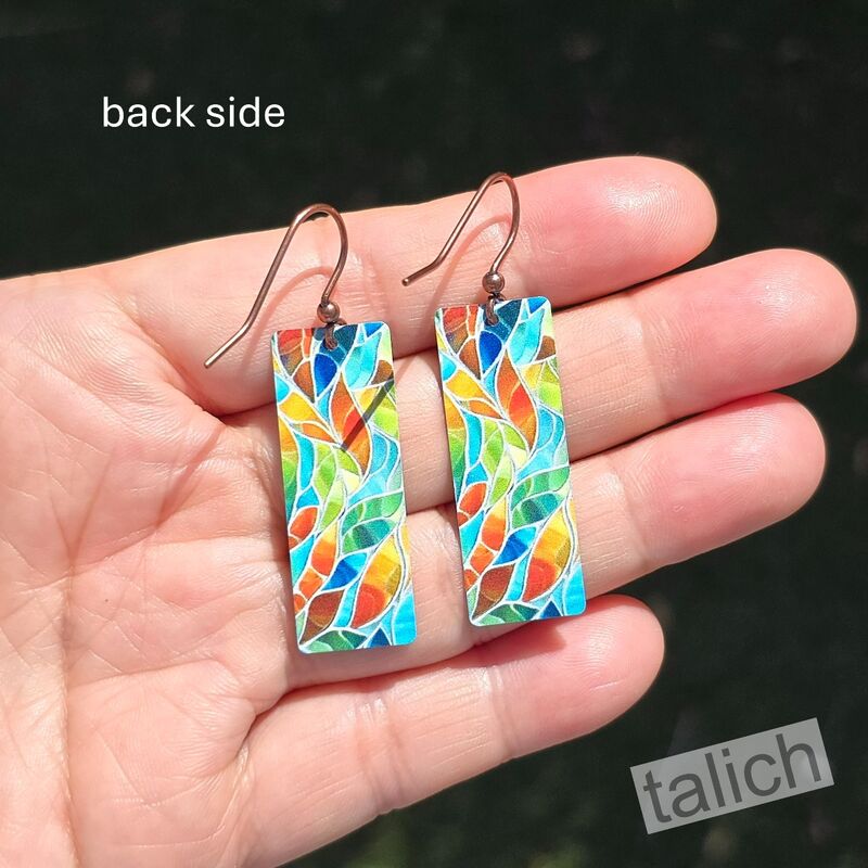 DC Designs - Seaglass Mosaic Art Print Long Rectangle Earrings HM12CE - product image 