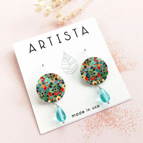 Artista,Earrings,-,'Sea,Swept',Disc,with,Bead,Artista Earrings, Artista Earrings 'Sea Swept' Disc with Bead
