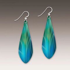 DC Designs - Green Blue Abstract Aloe Art Print Long Teardrop Earrings - product images 1 of 4