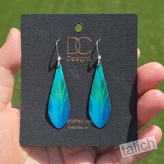 DC Designs - Green Blue Abstract Aloe Art Print Long Teardrop Earrings - product images 2 of 4