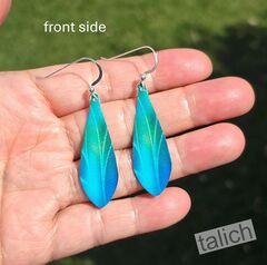 DC Designs - Green Blue Abstract Aloe Art Print Long Teardrop Earrings - product images 3 of 4