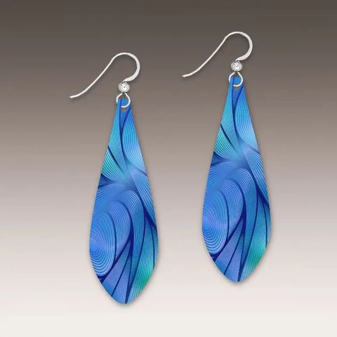 DC,Designs,-,Blue,Waves,Abstract,Art,Print,Long,Teardrop,Earrings,DC Designs Jewelry, Art Print Earrings, DC Designs Earrings, Handmade Colorado