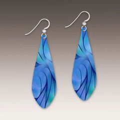 DC Designs - Blue Waves Abstract Art Print Long Teardrop Earrings - product images 1 of 4