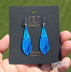 DC Designs - Blue Waves Abstract Art Print Long Teardrop Earrings - product images 2 of 4