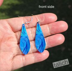 DC Designs - Blue Waves Abstract Art Print Long Teardrop Earrings - product images 3 of 4