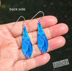DC Designs - Blue Waves Abstract Art Print Long Teardrop Earrings - product images 4 of 4
