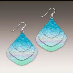 DC Designs - Beach Blue Ombre Art Print Layered Wide Teardrop Earrings - product images 1 of 4