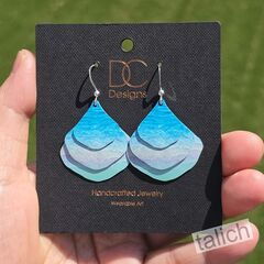 DC Designs - Beach Blue Ombre Art Print Layered Wide Teardrop Earrings - product images 2 of 4