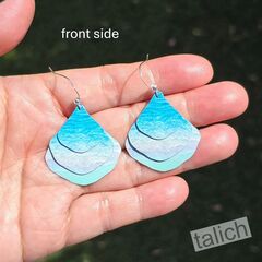DC Designs - Beach Blue Ombre Art Print Layered Wide Teardrop Earrings - product images 3 of 4