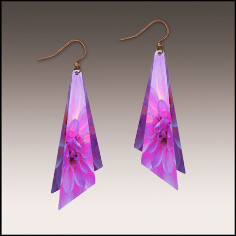 DC,Designs,-,Purple,Dahlia,Wing,Layered,Earrings,DC Designs Jewelry, Art Print Earrings, DC Designs Earrings, Handmade Colorado