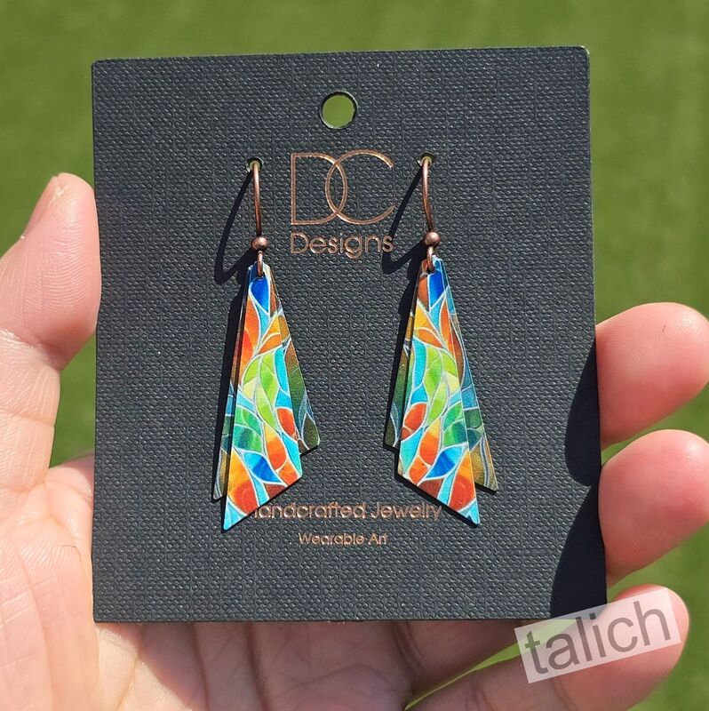 DC Designs - Seaglass Mosaic Art Print Wing Layered Earrings - product image 