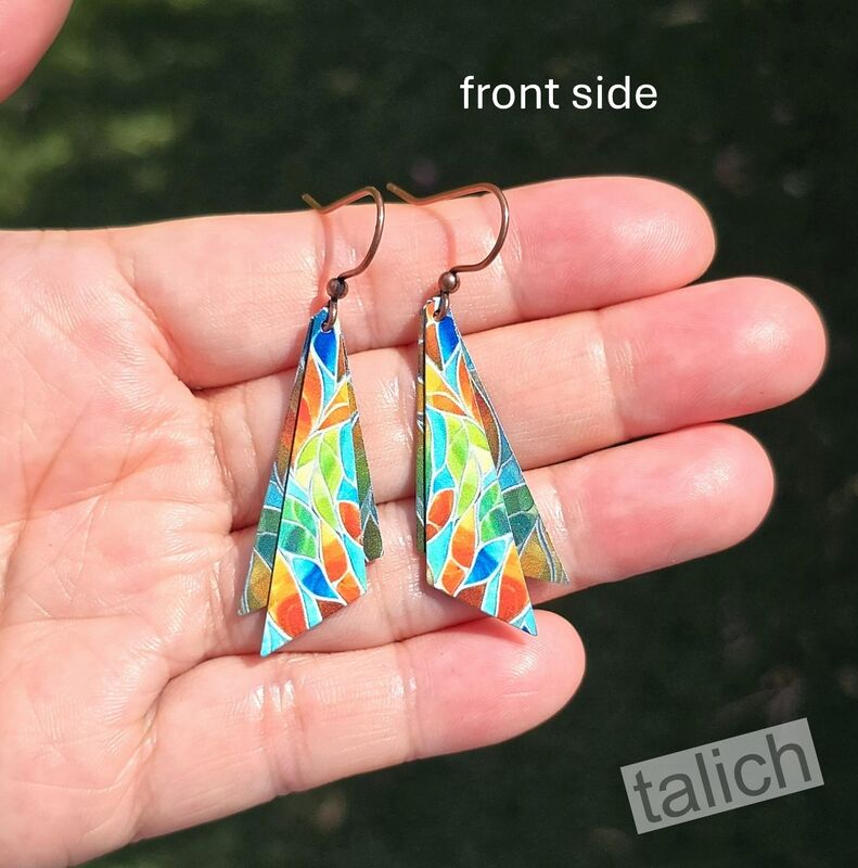 DC Designs - Seaglass Mosaic Art Print Wing Layered Earrings - product image 