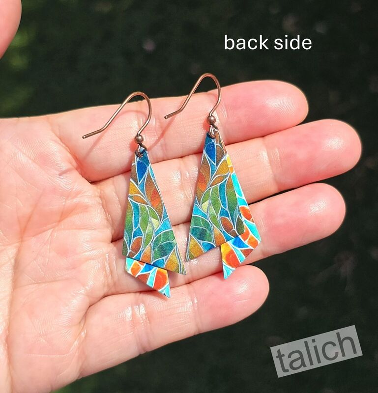 DC Designs - Seaglass Mosaic Art Print Wing Layered Earrings - product image 