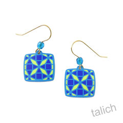 Adajio Earrings - Green and Blue Geometric Pattern - product images 1 of 4