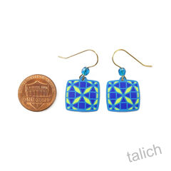 Adajio Earrings - Green and Blue Geometric Pattern - product images 4 of 4