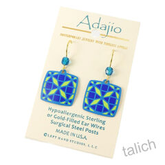 Adajio Earrings - Green and Blue Geometric Pattern - product images 2 of 4