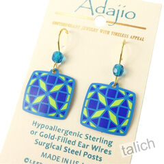 Adajio Earrings - Green and Blue Geometric Pattern - product images 3 of 4