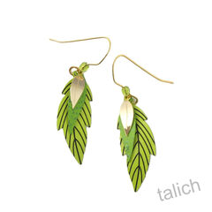 Adajio Earrings - Three Part Layered Light Green Leaves - product images 1 of 5