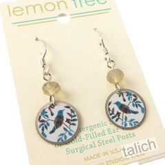 Lemon Tree - Blue Bird on Branch Disc with Faceted Bead - product images 3 of 4