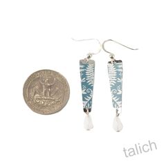 Lemon Tree - White Ferns Long Drop Earrings with White Bead - product images 4 of 4
