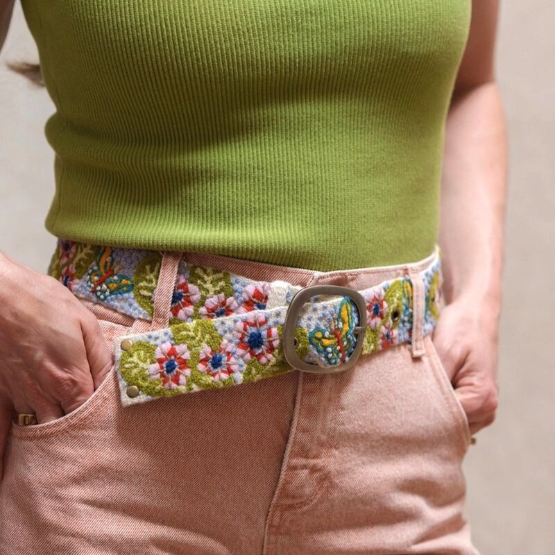 Jenny Krauss Mariposa Floral Embroidered Wool Belt - product image 
