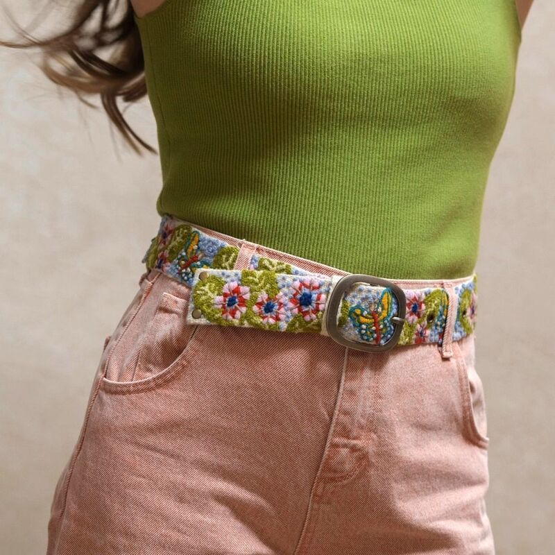 Jenny Krauss Mariposa Floral Embroidered Wool Belt - product image 