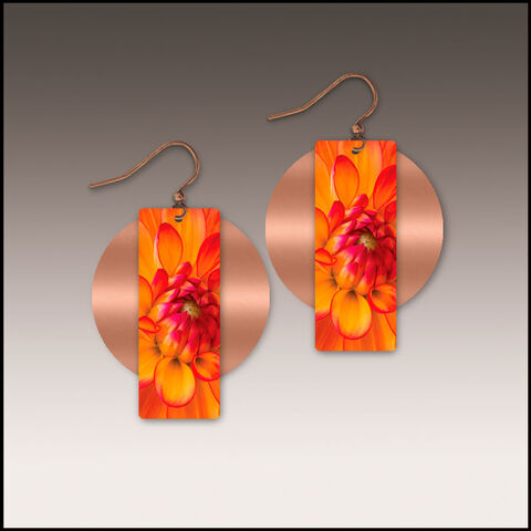 DC,Designs,-,Orange,Dahlia,Column,Layered,on,Copper,Disc,Earrings,DA1AE,DC Designs Jewelry, Art Print Earrings, DC Designs Earrings, Handmade Colorado