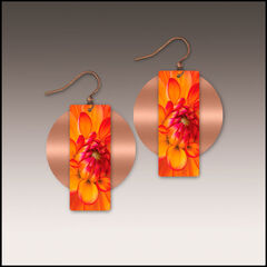 DC Designs - Orange Dahlia Column Layered on Copper Disc Earrings DA1AE - product images 1 of 5