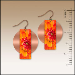 DC Designs - Orange Dahlia Column Layered on Copper Disc Earrings DA1AE - product images 2 of 5