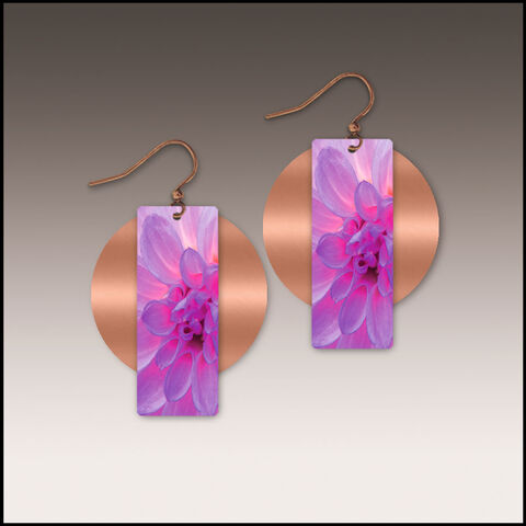 DC,Designs,-,Purple,Dahlia,Column,Layered,on,Copper,Disc,Earrings,DA17AE,DC Designs Jewelry, Art Print Earrings, DC Designs Earrings, Handmade Colorado