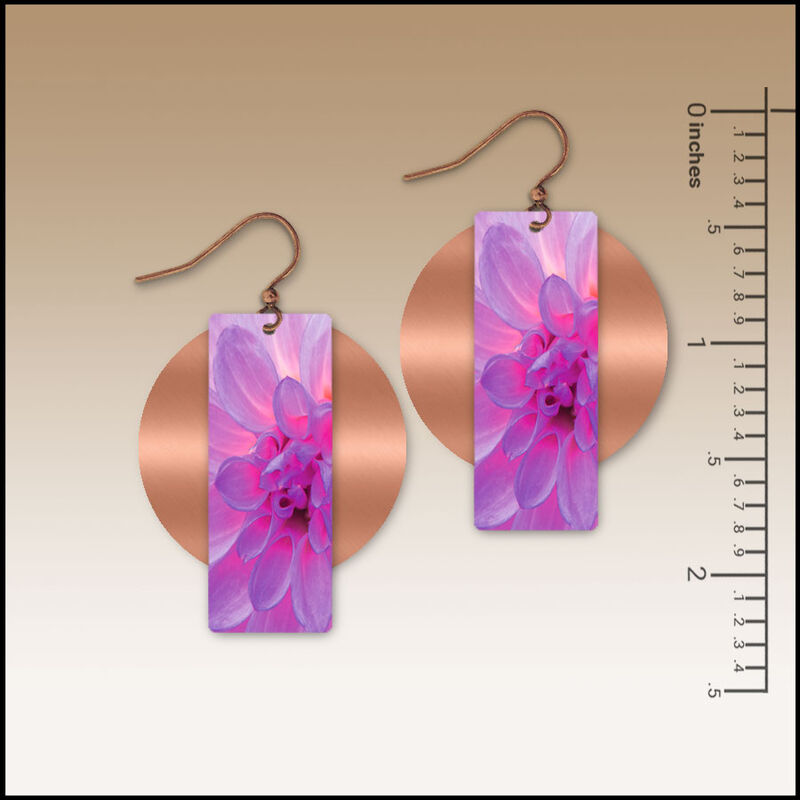DC Designs - Purple Dahlia Column Layered on Copper Disc Earrings DA17AE - product image 
