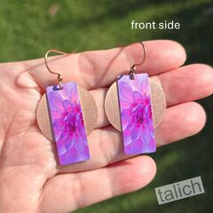 DC Designs - Purple Dahlia Column Layered on Copper Disc Earrings DA17AE - product images 4 of 5