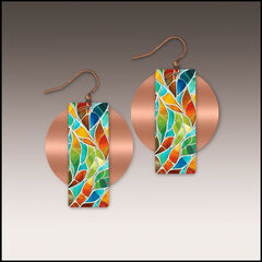 DC Designs - Seaglass Mosaic Column Layered on Copper Disc Earrings HM12AE - product images 1 of 5