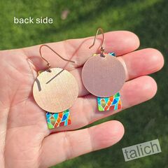 DC Designs - Seaglass Mosaic Column Layered on Copper Disc Earrings HM12AE - product images 5 of 5