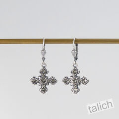 Catherine Popesco Antique Silver Small Square Cross Earrings with Crystals - product images 5 of 5