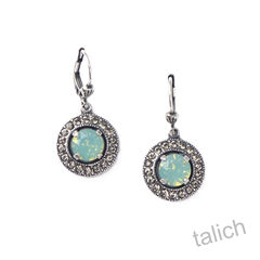 Catherine Popesco Antique Silver Halo Crystals Round Drop Earrings in Pacific Opal - product images 2 of 5