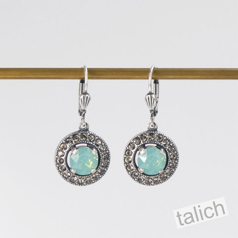 Catherine,Popesco,Antique,Silver,Halo,Crystals,Round,Drop,Earrings,in,Pacific,Opal,Catherine Popesco Earrings, La Vie Parisienne Earrings, Catherine Popesco Jewelry, Catherine Popesco Paris