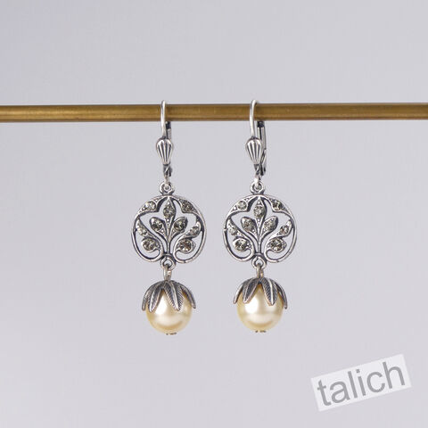 Catherine,Popesco,Antique,Silver,Vintage,Vine,Pearl,Dangle,Earrings,Catherine Popesco earrings, La Vie Parisienne earrings, Catherine Popesco Jewelry, Catherine Popesco Paris