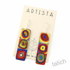 Artista Earrings - Kandinsky Squares with Circles Multicolor Rectangle - product images 1 of 4