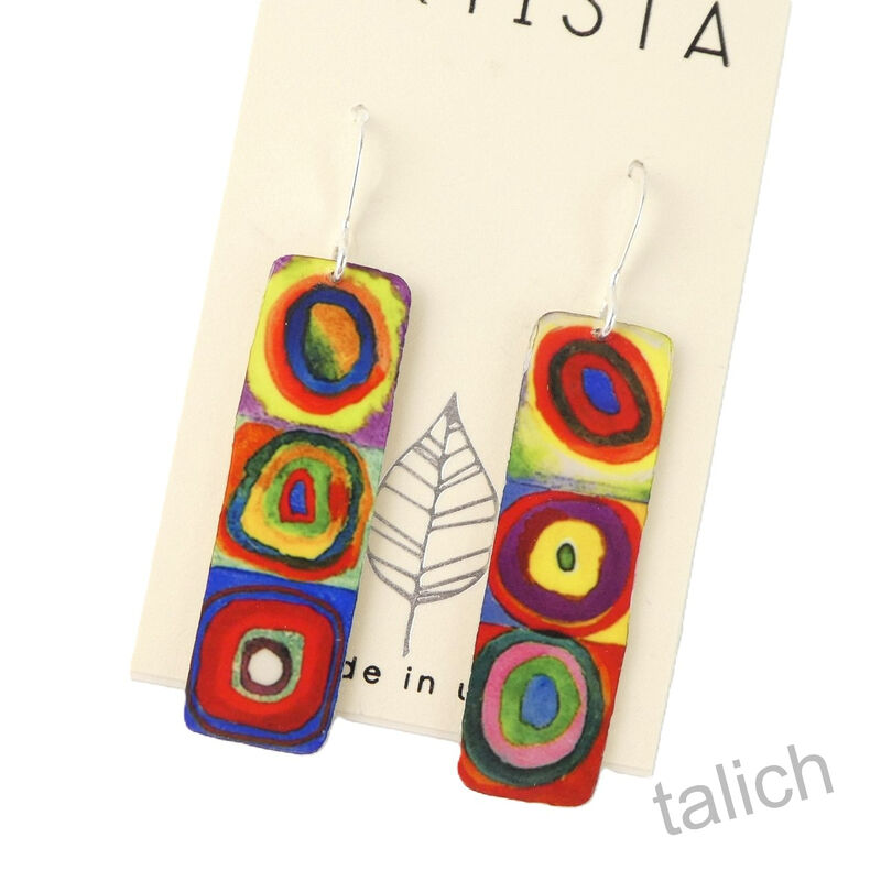 Artista Earrings - Kandinsky Squares with Circles Multicolor Rectangle - product image 