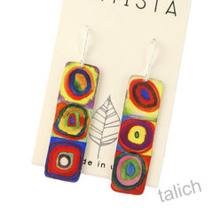 Artista Earrings - Kandinsky Squares with Circles Multicolor Rectangle - product images 2 of 4