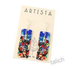 Artista Earrings - 'Collage' Multicolor Abstract Art Rectangle - product images 1 of 4