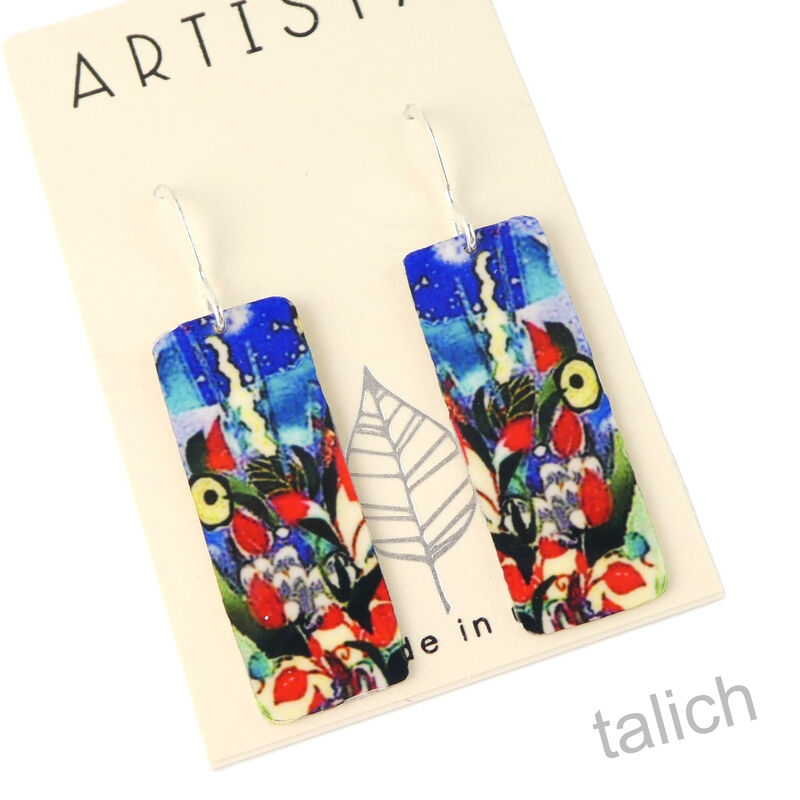 Artista Earrings - 'Collage' Multicolor Abstract Art Rectangle - product image 