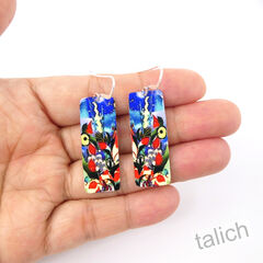 Artista Earrings - 'Collage' Multicolor Abstract Art Rectangle - product images 4 of 4