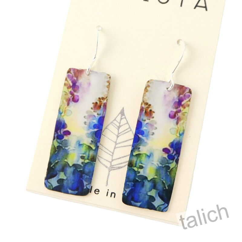 Artista Earrings - 'Purple Rain' Multicolor Floral Art Rectangle - product image 