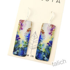 Artista Earrings - 'Purple Rain' Multicolor Floral Art Rectangle - product images 2 of 4