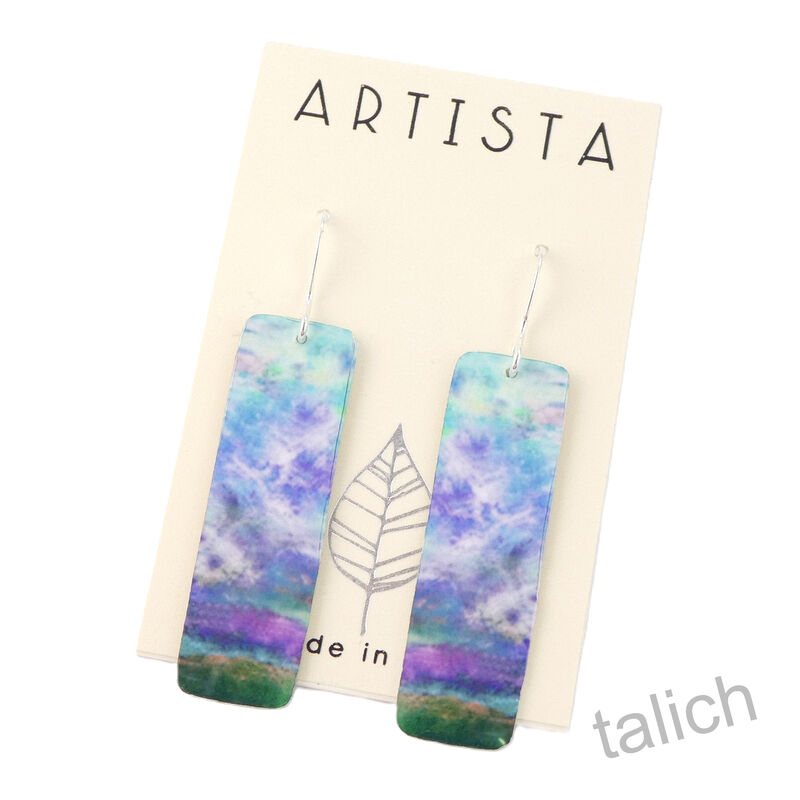Artista Earrings - 'Escape' Multicolor Landscape Abstract Art Rectangle - product image 