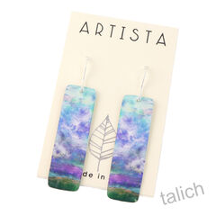 Artista Earrings - 'Escape' Multicolor Landscape Abstract Art Rectangle - product images 1 of 4