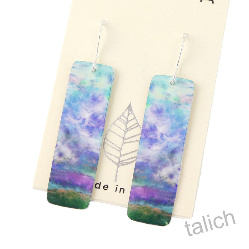 Artista Earrings - 'Escape' Multicolor Landscape Abstract Art Rectangle - product image 