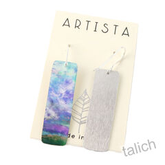 Artista Earrings - 'Escape' Multicolor Landscape Abstract Art Rectangle - product images 3 of 4